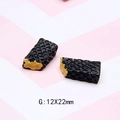 Detailed macro of 12x22mm resin waffle miniatures for DIY crafts and jewelry making - Style G Black Wafer