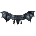 Realistic dark grey dragon wings for adult Halloween cosplay with textured scales - Black