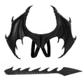Set de disfraz de alas y cola de dragón negro para fiesta de Halloween infantil - Negro