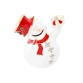 Spilla natalizia pupazzo di neve in smalto bianco con cappello rosso e cristalli lucidi - C1441-Pupazzo di neve con regalo