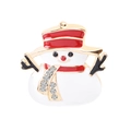 Enamel snowman brooch with sparkling crystal scarf and festive gold-tone metal base - Classic Snowman Style (C1448)