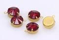 Pendenti tondi in cristallo rosso sfaccettato in montatura dorata per gioielli fai da te - 8mm 20Pezzi / Rosso