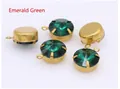 Detailed view of peacock green crystal in gold setting for DIY jewelry making - Peacock Green