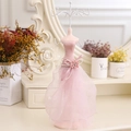 Pink mannequin jewelry display stand with metal hooks and mesh dress for accessories - Large Gown Mannequin Stand