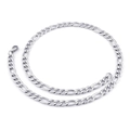 Polierte Figaro-Halskette aus Edelstahl in Silber mit sicherem Karabinerverschluss für Herren - Figaro-Kette / Stahlfarbe
