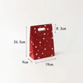 Size M red Christmas gift bag with Santa and reindeer motifs, 19x9x26.5cm paper tote - Colorful Flip Bag-Red Medium