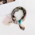 Elegant grey twilly scarf with pink equestrian horse-bit print for women's neck decor - 31 Chain Belt