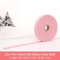 Cinta de fieltro rosa de 10M para lazos de Navidad DIY y decoración de coronas - 2,5cm de Ancho x 10m de Largo / Rosa