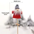 Mini figura de Papá Noel en palo con gorro gris de punto y longitud total de 33 cm - Palo de Bambú Papá Noel con Gorro Gris / Gris