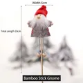 Mini Christmas gnome decoration with red hat and bamboo stick, 33cm tall felt figurine - Bamboo Stick Red Hat Santa