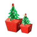 Red and green Christmas gift boxes with 3D tree toppers in two different sizes - H013 Large Handheld / Flat Shipping