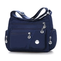 Borsa a tracolla in nylon blu scuro con tasche multiple a zip e tracolla regolabile - Blu scuro