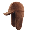 Gorro térmico de invierno de lana de cordero marrón con orejeras y forro polar grueso suave - 58cm / café