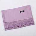 Soft purple faux cashmere scarf with fringe details and woven cashmere material tag - Taro Purple / 68x200cm