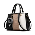 Borsa a mano tricolore da donna con motivo coccodrillo e decoro in metallo volpe - Nero
