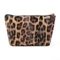 Leopard print cosmetic pouch with gold zipper and textured synthetic leather finish - Leopard Dumpling Bag