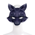 Maschera da volpe a metà viso in EVA viola e bianca per cosplay Halloween su testa modello - Viola scuro