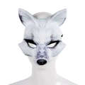 Maschera realistica da volpe bianca e grigia per feste di Halloween e cosplay - Bianco