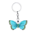 Teal butterfly keychain in alloy with green rhinestones and enamel finish - Green