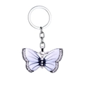 Silver butterfly keychain with white enamel wings and sparkling rhinestones - White