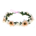 Light pink and white floral crown with green leaves and ribbon for weddings - Champagne