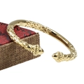 18K gold-plated pumpkin-head open bangle with woven texture design in a jewelry box - Large 8mm / Gold