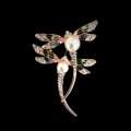 Charmante Libellen-Brosche mit weißen Perlen und buntem Emaille auf Roségold-Finish - Libelle