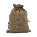 Dark brown linen drawstring jewelry pouch with natural rustic texture for gift packaging - 15*20cm / Coffee