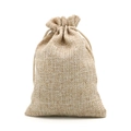 Natural brown linen drawstring pouch for jewelry storage with woven fiber texture - 10*14cm / Natural