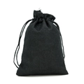 Black cotton linen drawstring pouch for jewelry packaging and gift storage on white background - 10*14cm / Black
