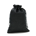 Small black linen-style drawstring jewelry pouch for storing beads and accessories - 13*18cm / Black