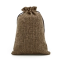 Brown linen drawstring pouch for jewelry storage and gift packaging on white background - 10*14cm / Coffee
