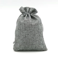 Grey linen drawstring pouch for jewelry storage with textured fabric and drawstring closure - 10*14cm / Gray