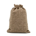 Natural brown burlap drawstring pouch for jewelry storage made of linen fabric - 13*18cm / Coffee