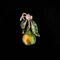 Incantevole spilla a forma di pera smaltata con sfumatura giallo-verde e gemma lucida - Frutta Verde