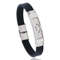 Bracciale da uomo in silicone nero con piastra ancora in acciaio inossidabile e chiusura - Nero/Argento
