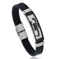 Bracciale da uomo in silicone nero stile rock con placca scorpione in acciaio inossidabile - Nero