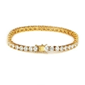 Pulsera tennis de hip hop para hombre 5mm bañada en oro con circonitas redondas micro-pavé - Dorado