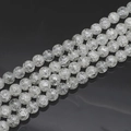 Transparent cracked glass beads with ice flower texture for DIY jewelry making - White