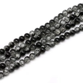 Strands of black and clear crackle glass beads for DIY jewelry making and crafting - Black