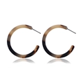 Detailed close-up of tortoise shell pattern acrylic C-shaped earrings with metal pins - Small Leopard (Classic Leopard)