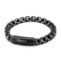 Men's vintage titanium steel square link bracelet with industrial striped texture - Vintage Antique Black (KB98794-K)