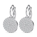 316L stainless steel hoop earrings featuring 12mm round white crystal pavé clay inlay - White