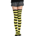 Bas hauts classiques avec des rayures horizontales jaune et noir éclatantes - L (Taille unique) / Rayures Larges Jaunes et Noires