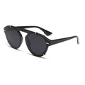 Modern oversized black sunglasses with gold metal studs and UV protection lenses - Bright Black / Gray