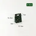 Size S Christmas gift bag in dark green featuring festive Santa and reindeer motifs - Colorful Flip Bag-Green Small / Size S