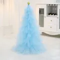 1,2m hellblauer Netz-Weihnachtsbaum mit goldenem Stern für festliche DIY-Zimmerdeko - 1.2m Tüllblau Bodenstehend Fertig