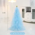 0,9 m hellblauer Netzgaze-Weihnachtsbaum mit goldenem Stern für die Innendekoration - 90cm Tüllblau Bodenstehend Fertig