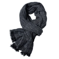 Bufanda de punto gris oscuro para hombre con textura tejida y detalle de flecos suaves - 190*90cm / Negro