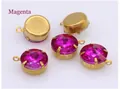 Rose red faceted glass crystal charms with four-claw gold metal base and hanging loop - Rose Red